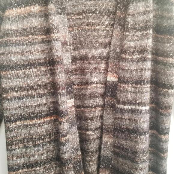 Natural Reflections Long Line Wool Blend Cardigan Sweater Large Gray Tan Multi - Picture 7 of 13